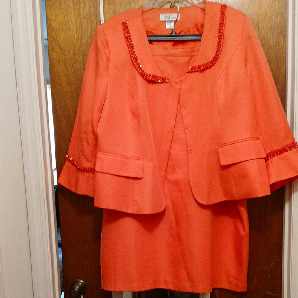 Elegant Coral Skirt with matching Jacket